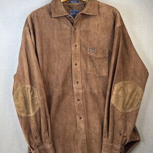 Faconnable Goatskin Suede Leather Jacket Mens Size XL Elbow Patch Professor Prep
